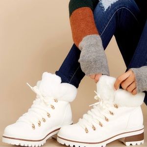 White Vegan Fur Boots